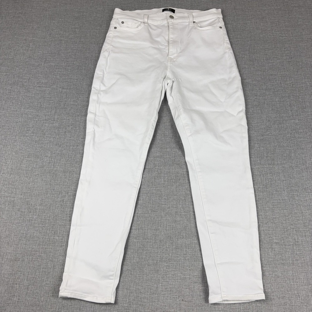 7 For All Mankind Jeans‎ Womens 31 White High Waist Ankle Skinny Denim 5-Pocket